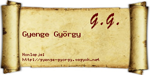 Gyenge György névjegykártya