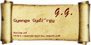 Gyenge György névjegykártya